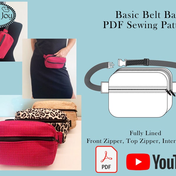 Small Belt Bag PDF Sewing Pattern - Classic Fanny Pack - Bumbag Pattern - Sling Bag - Cross Body Bag - Hip Bag - Waist Bag Pattern -DIY Gift