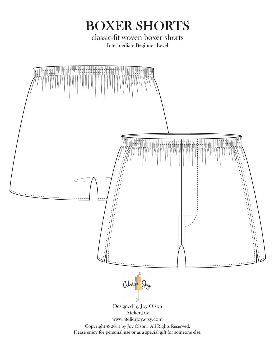Mens Boxer Shorts Pattern and Tutorial PDF Download Atelier | Etsy