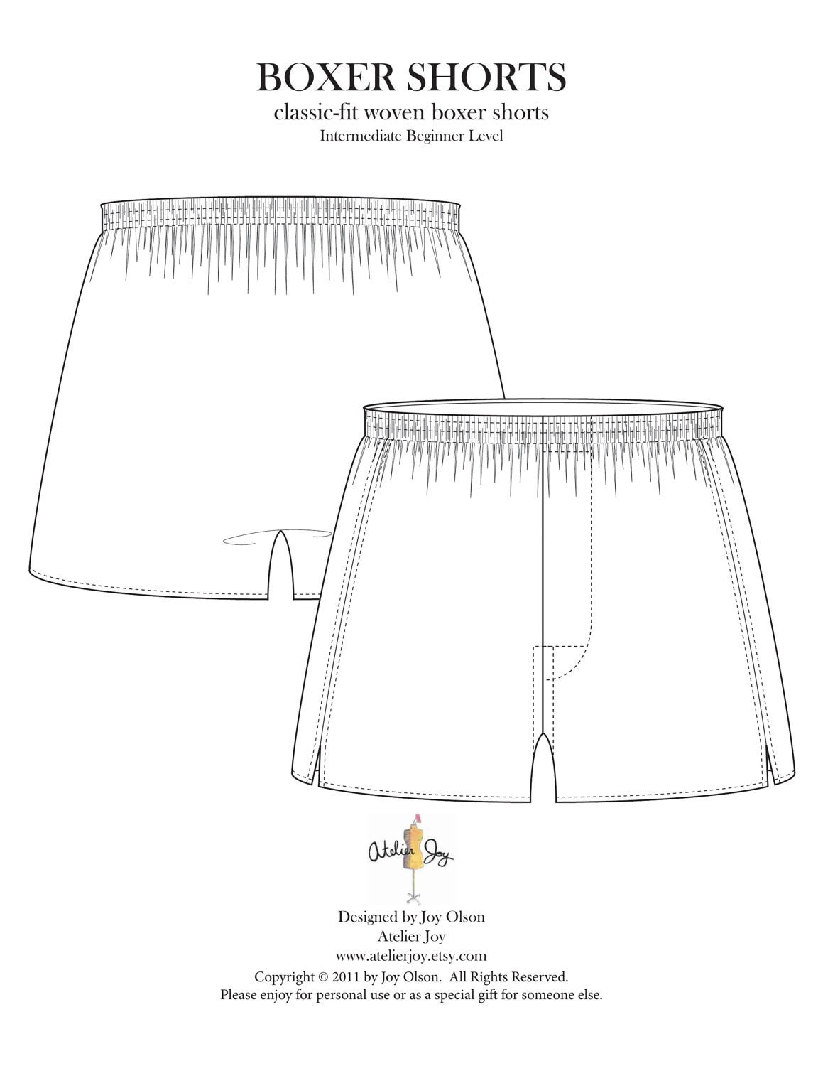 Mens Boxer Shorts Pattern and Tutorial PDF Download Atelier Etsy