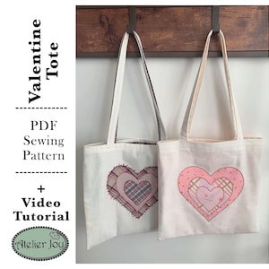 Valentinstag Tasche Geschenk Herz Schnittmuster - LOVE - PDF Instant Download - Einkaufstasche - Schultertasche - Herz Tasche - Geschenk für Sie, Handtasche lässig