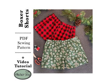 Mens Boxer Shorts PDF Sewing Pattern & Instructions Digital (With Video Tutorial) - Fathers Day Gift- Instant Download - Print Letter A4, A0
