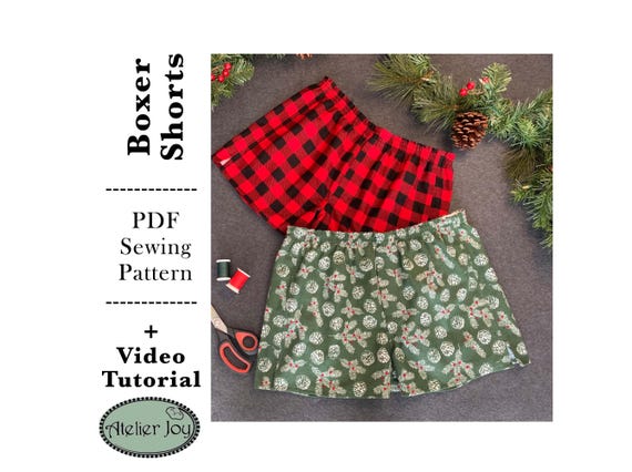 Mens Boxer Shorts PDF Sewing Pattern & Instructions Digital (With Video Tutorial) - Fathers Day Gift- Instant Download - Print Letter A4, A0