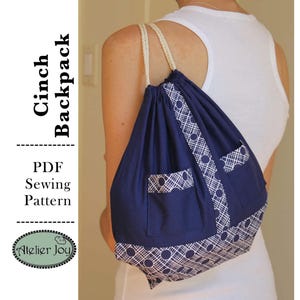 Drawstring Backpack PDF PATTERN  - Drawstring Bag - Pockets - Easy Backpack Pattern - DIY - Sewing Pattern and Tutorial - Instant Download