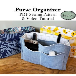 Purse Organizer, PDF sewing pattern, instant download, bag, tidy, sewing, clutch, pockets, sew, pattern, pockets, easy sewing project, video