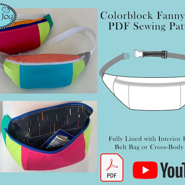 Fanny Pack Sewing Pattern PDF - Bumbag Pattern - Sling Bag - Cross Body Bag - Hip Bag Pattern - Waist Bag Pattern - DIY - Classic Fanny Pack