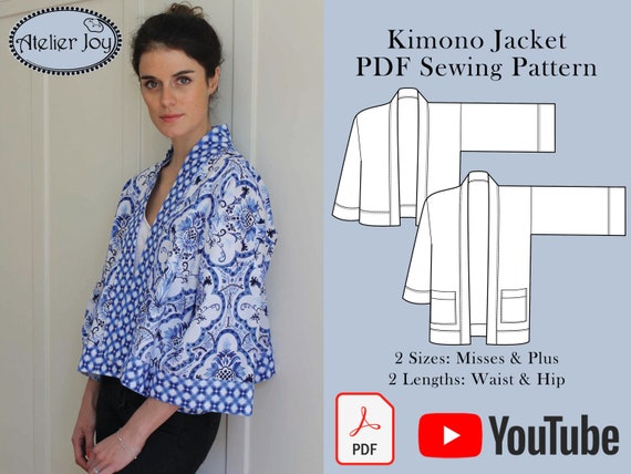 Kimono Jacket Sewing Pattern English PDF Sewing Instructions Video