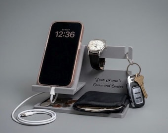 Personalized Bedside Valet Tray: 3D Printed Organizer with Charging Station