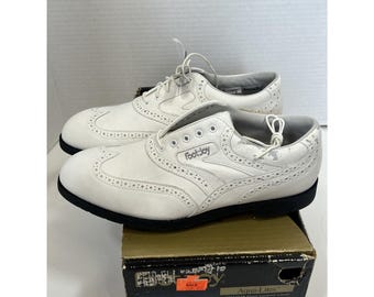 Zapatos de golf vintage Footjoy Aqua-Lites para hombre blancos 9 N 52993 Solo exhibición *Leer