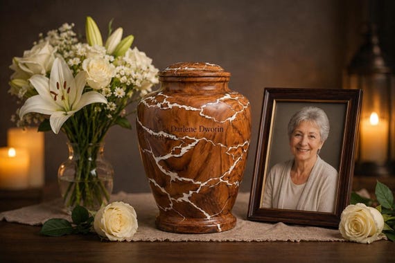 Wooden Urn for Ashes | Handmade Rosewood Cremation Urn | Personalized Memorial Box | White Resin Inlay
