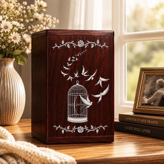 Handcrafted Rosewood Cremation Urn | Bird Cage Memorial Keepsake Box