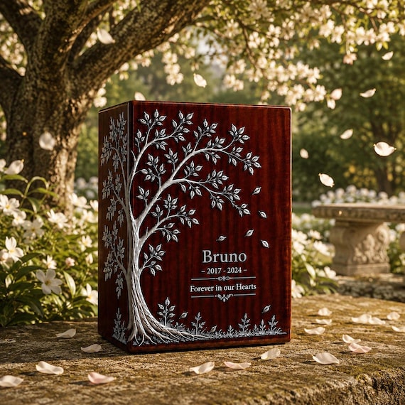 Handcrafted Rosewood Tree of Life Urn | Human Pet Ashes Memorial Keepsake Box