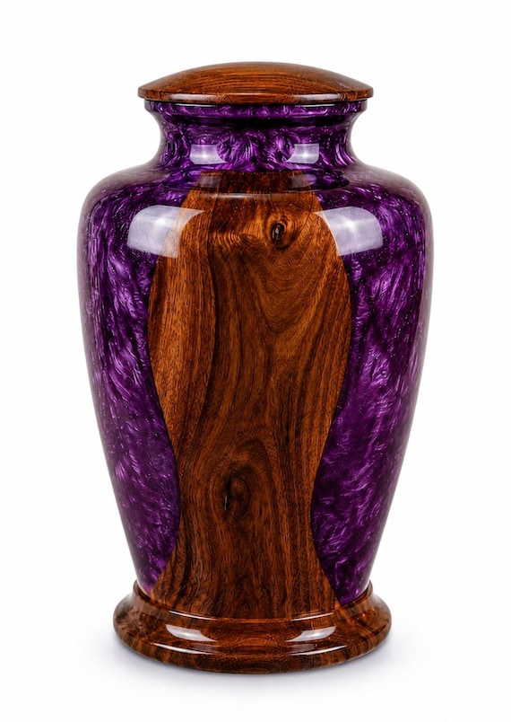 Handmade Wood Resin Cremation Urn, Personalized Ashes Memorial, Custom Funeral Keepsake, Adult Human Urn