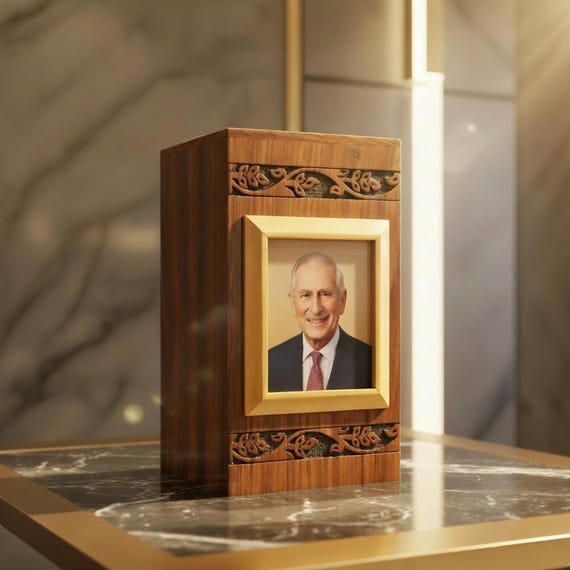 Handcrafted Wooden Urn Box with Photo Frame | Personalized Cremation Memorial Keepsake