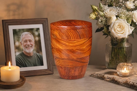Wooden Urn for Ashes, Solid Rosewood Cremation Urn with Elegant Finish