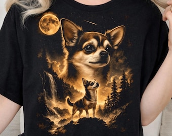 Lustiger Chihuahua, der Mond anheult PNG: Vintage Hund Kunst (Digitaler Download)