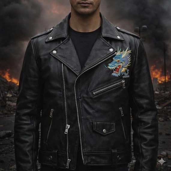 Midnight Crane Leather Sukajan Jacket | Embroidered Bomber