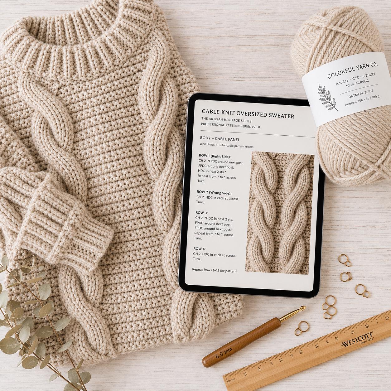 40 Oversized Sweater Crochet Patterns for Cozy Layering and Everyday Style 21 Chunky Cable Knit Sweater Crochet