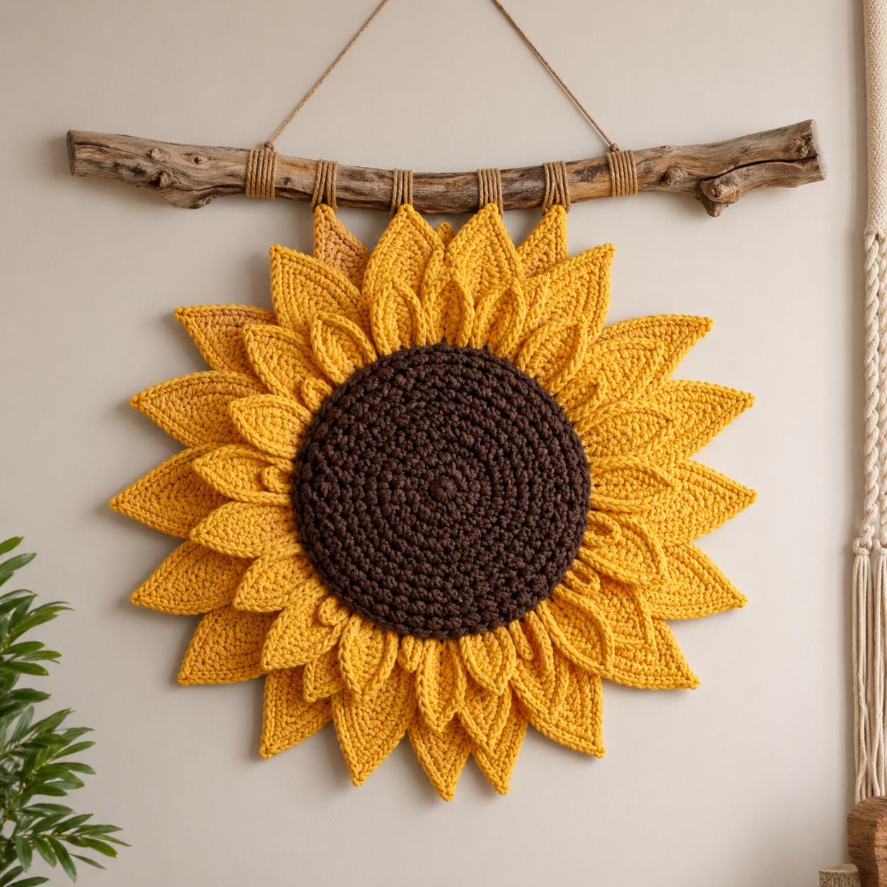 28 Large Sunflower Crochet Patterns: Brighten Your Home with DIY Decor 13 Crochet Sunflower Wall Hanging