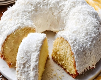White Chocolate Coconut Bundt Cake Recipe, Easy Holiday Dessert (Digital Download)