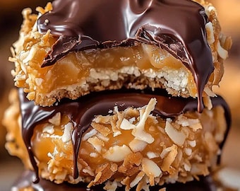 Caramel Coconut Samoa Cookies Recipe, Easy Dessert, Party Food, Christmas Recipes (Digital Download)
