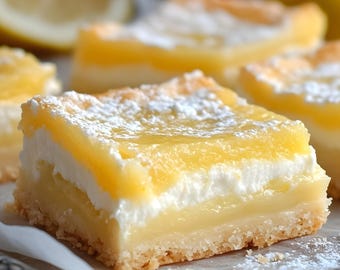 Zesty Lemon Cream Cheese Squares Recipe – Easy Citrus Dessert Party Food (Digital Download)