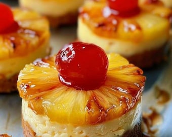 Mini Pineapple Upside-Down Cheesecakes Recipe – Easy Tropical Dessert (Digital Download)