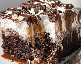 Chocolate Marshmallow Poke Cake Recipe | Easy Dessert Party Food (Digital Download)