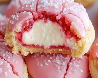 Strawberry Cheesecake Cookies Recipe, Easy Holiday Dessert, Party Food (Digital Download)