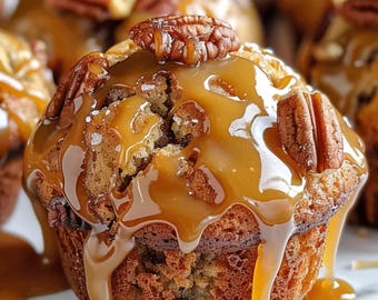 Salted Caramel Pecan Muffins, Christmas & Holiday Dessert, Easy Recipes, Party Food (Digital Download)