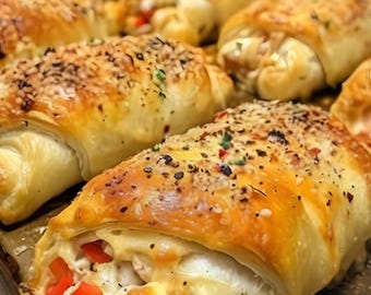 Creamy Chicken Crescent Rolls Recipe, Easy Dinner Ideas, Party Food (Digital Download)