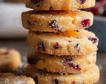 Cranberry Orange Shortbread Recipe Easy Dessert Cookies (Digital Download)