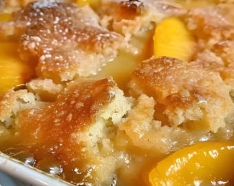 Peach Cobbler Recipe, Easy Dessert, Summer Dessert Table (Digital Download)