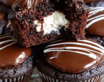 Chocolate Cream-Filled Cupcakes Recipe | Easy Dessert Party Food Ideas (Digital Download)