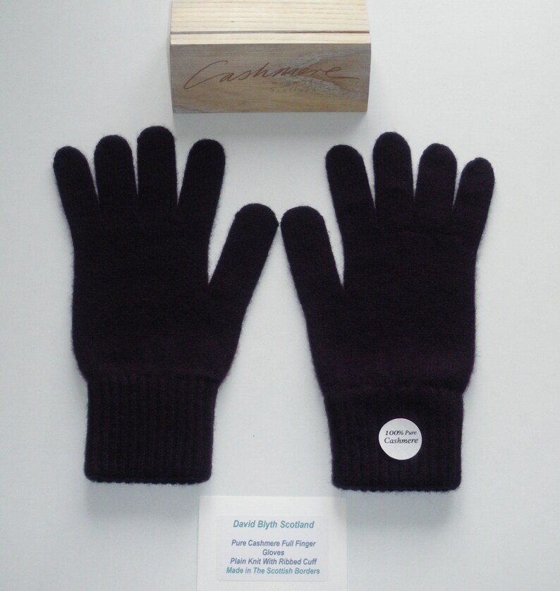 Full Finger Black Ladies Pure Cashmere Knitted Gloves Standard Fit