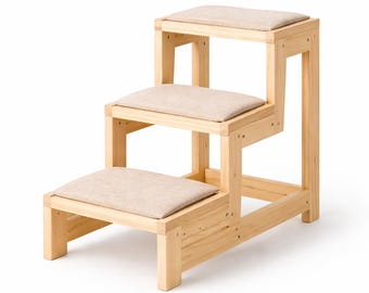 Torre de madeira minimalista para gatos, suporte para escalada para gatos pequenos, móvel econômico para gatos de interior, escada compacta para animais de estimação em espaços pequenos.