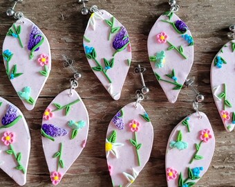 Spring Garden Floral polymer clay earrings