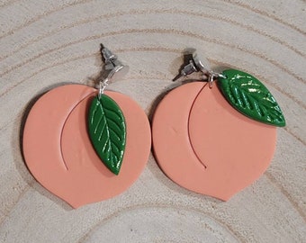 Peach polymer clay statement earrings