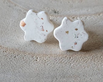Gold flake speckle polymer clay studs