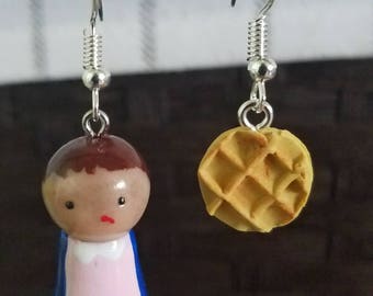 Stranger Things Eleven & Eggo Waffle Charm Earrings READY TO SHIP