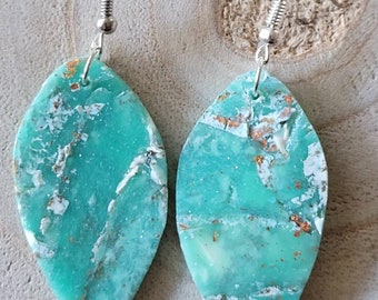 Polymer clay turquoise faux stone earrings