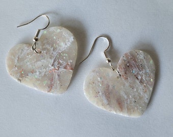 Opal Quartz polymer clay earrings, art deco, lightweight, marble quartz