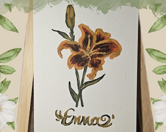 Custom Acrylic BirthFlower Painting, Personalized Art, HandPainted Original Design