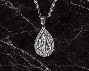 Lady of Guadalupe Necklace 925 Sterling Silver with high polish finish