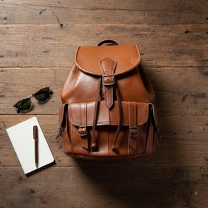 Handmade Moroccan Leather Backpack | Vintage Unisex Bag | Retro Travel Bag | Goatskin Rucksack | Classic School Bag Gift