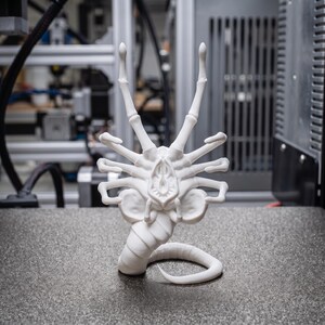 Matte White Alien Monster Face Hugger Holder, Anatomical Bone Desk Stand, Biomechanical Creature Figurine, Clinical Horror Gamer Gift