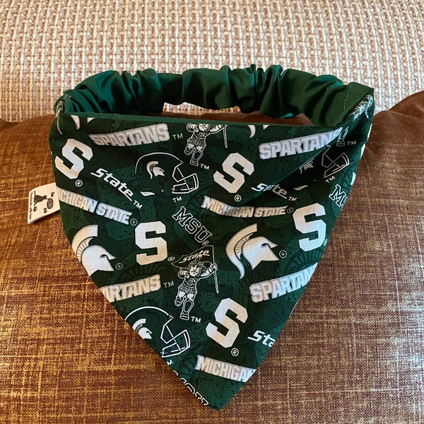 MICHIGAN STATE UNIVERSITY, Dog Bandana, Elastic Collar, Made to Order