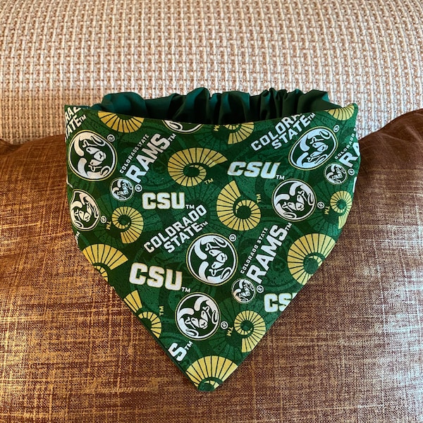 COLORADO STATE, CSU Dog Bandana, Elastic Collar, Made to Order