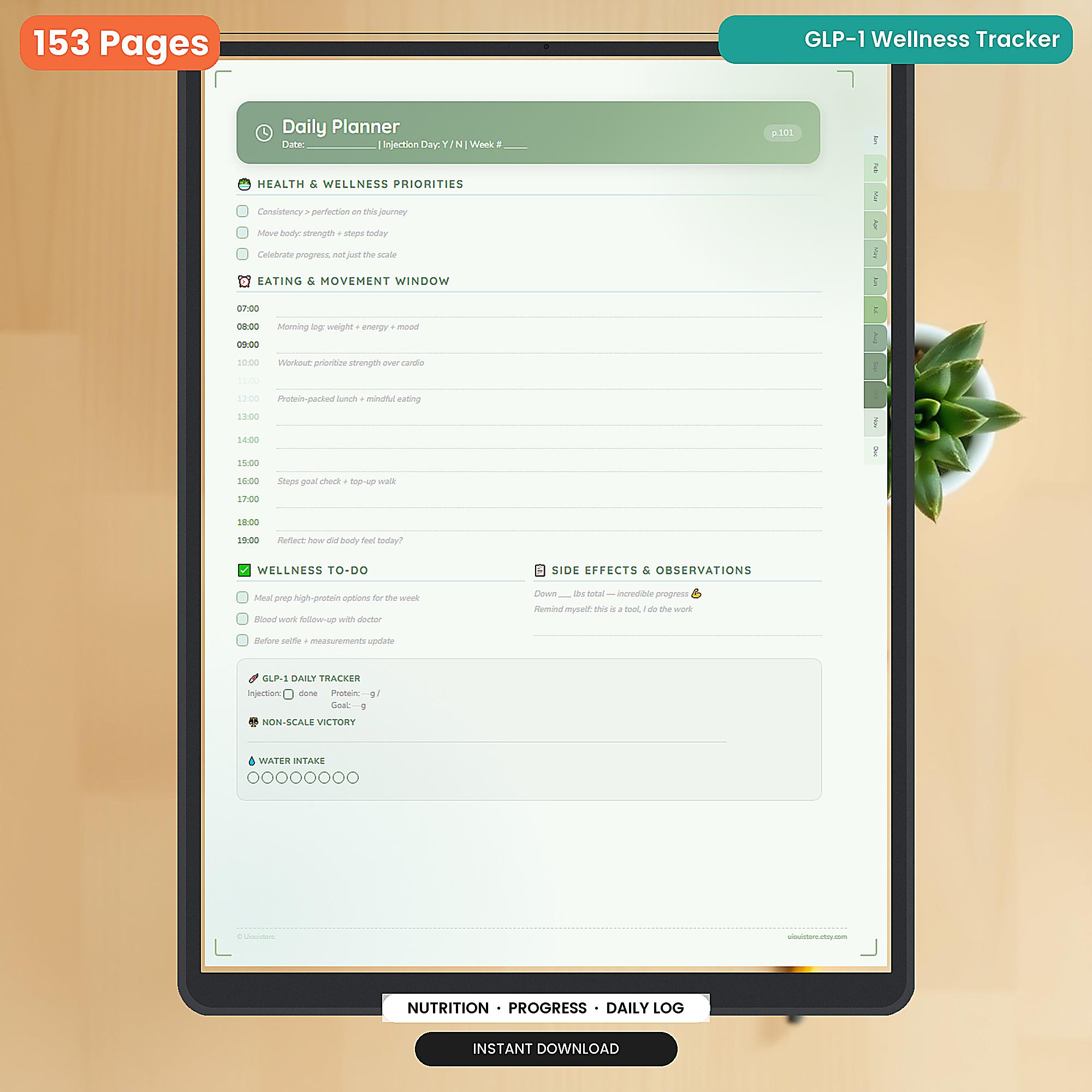 GLP-1 Wellness Planner Printable, Daily Tracker (digital Download) - Etsy