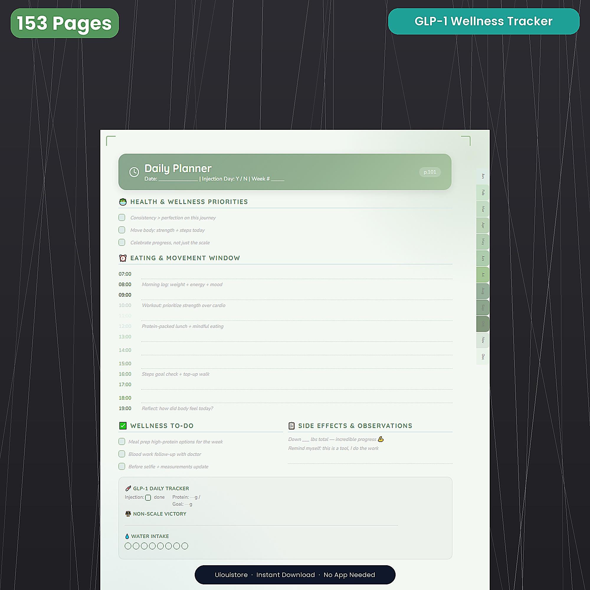 GLP-1 Wellness Planner Printable, Daily Tracker (digital Download) - Etsy