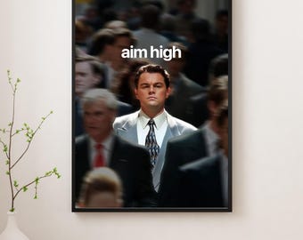 Aim High – Focused Mindset Motivational Poster, Modern Success Wall Art Print